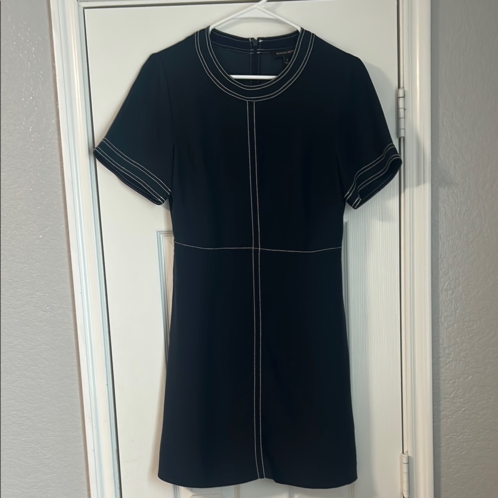 Banana Republic Navy Blue Dress with White Stitching